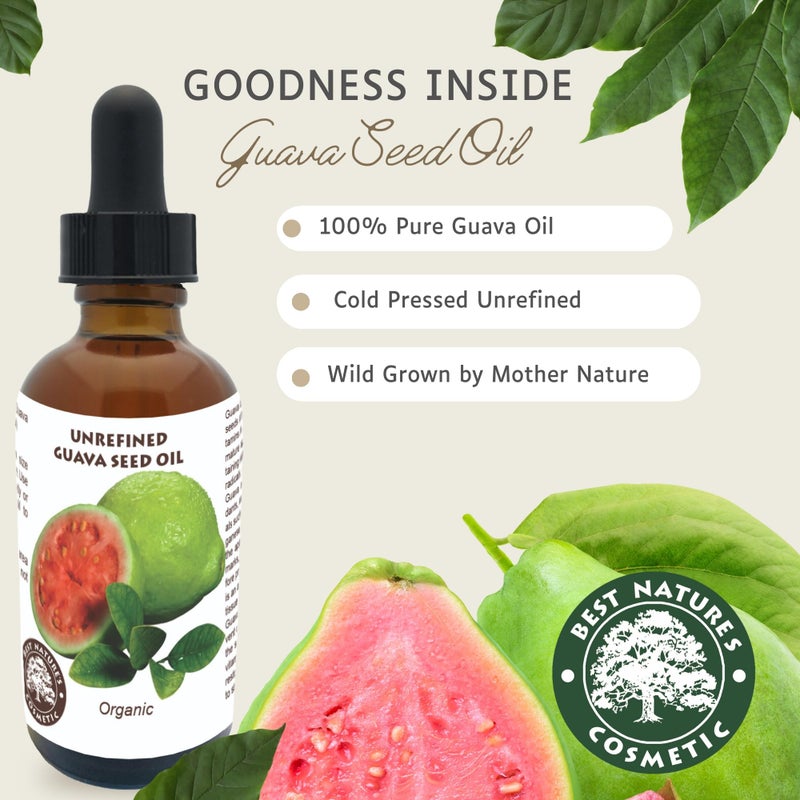 Best Nature's Cosmetics Organic Guava Seed Oil cold pressed for Skin & Hair – Vitamin C Rich, Antioxidant-Rich Hydrating Oil for Glowing Skin & Frizz-Free Hair 2 oz / 60 ml - Image 3